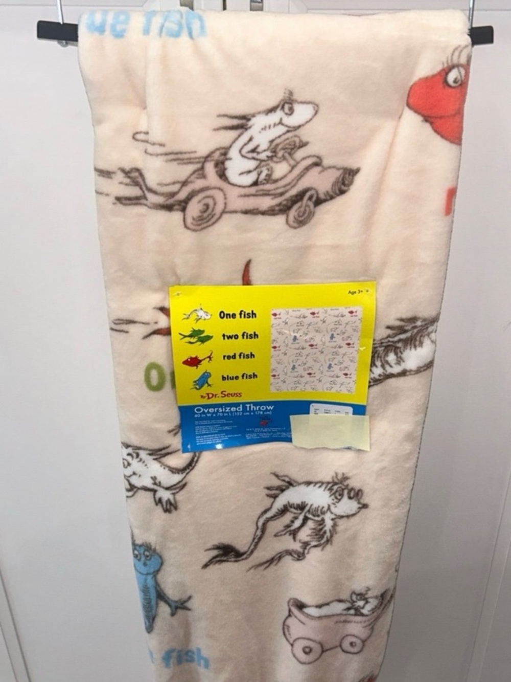 Dr. Seuss Cream One Fish Two Fish Oversized Throw Blanket